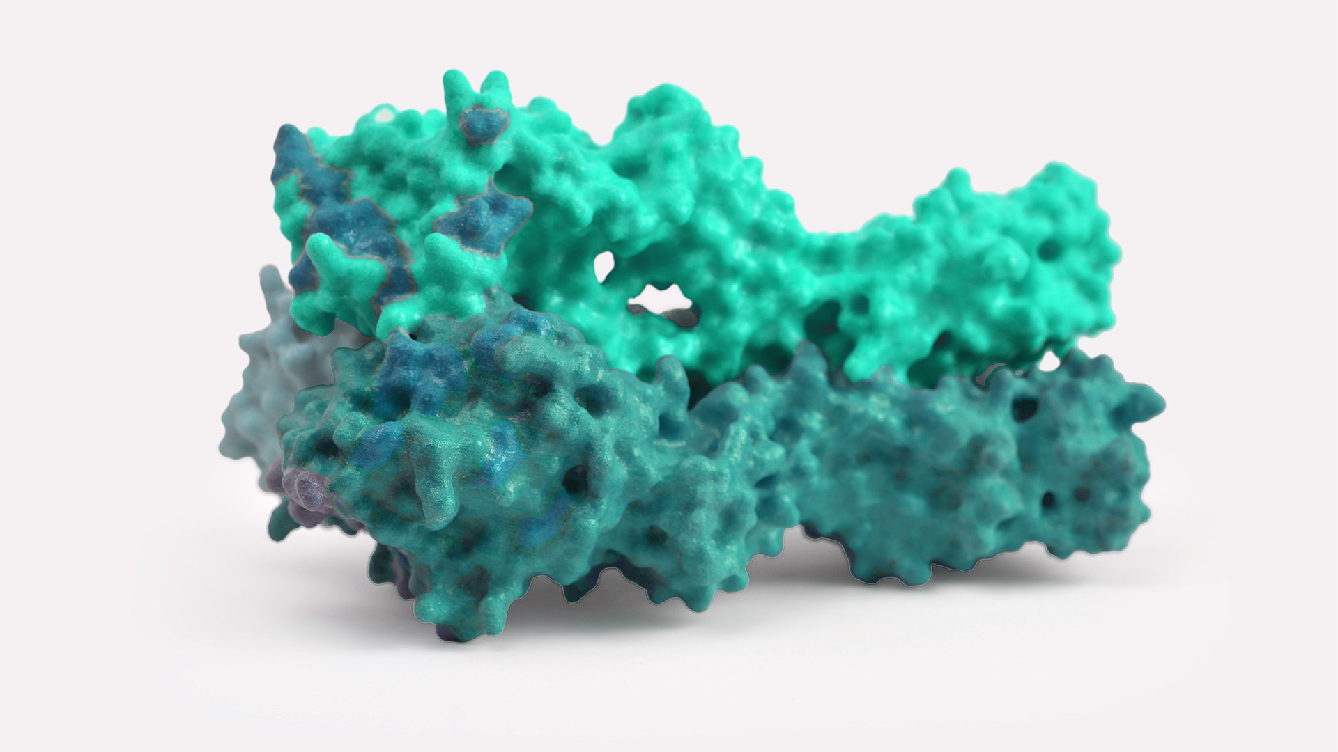 graphical representation of a recombinant protein (microbial fermentation), it is made in tecnic's corporate color (blue-green).