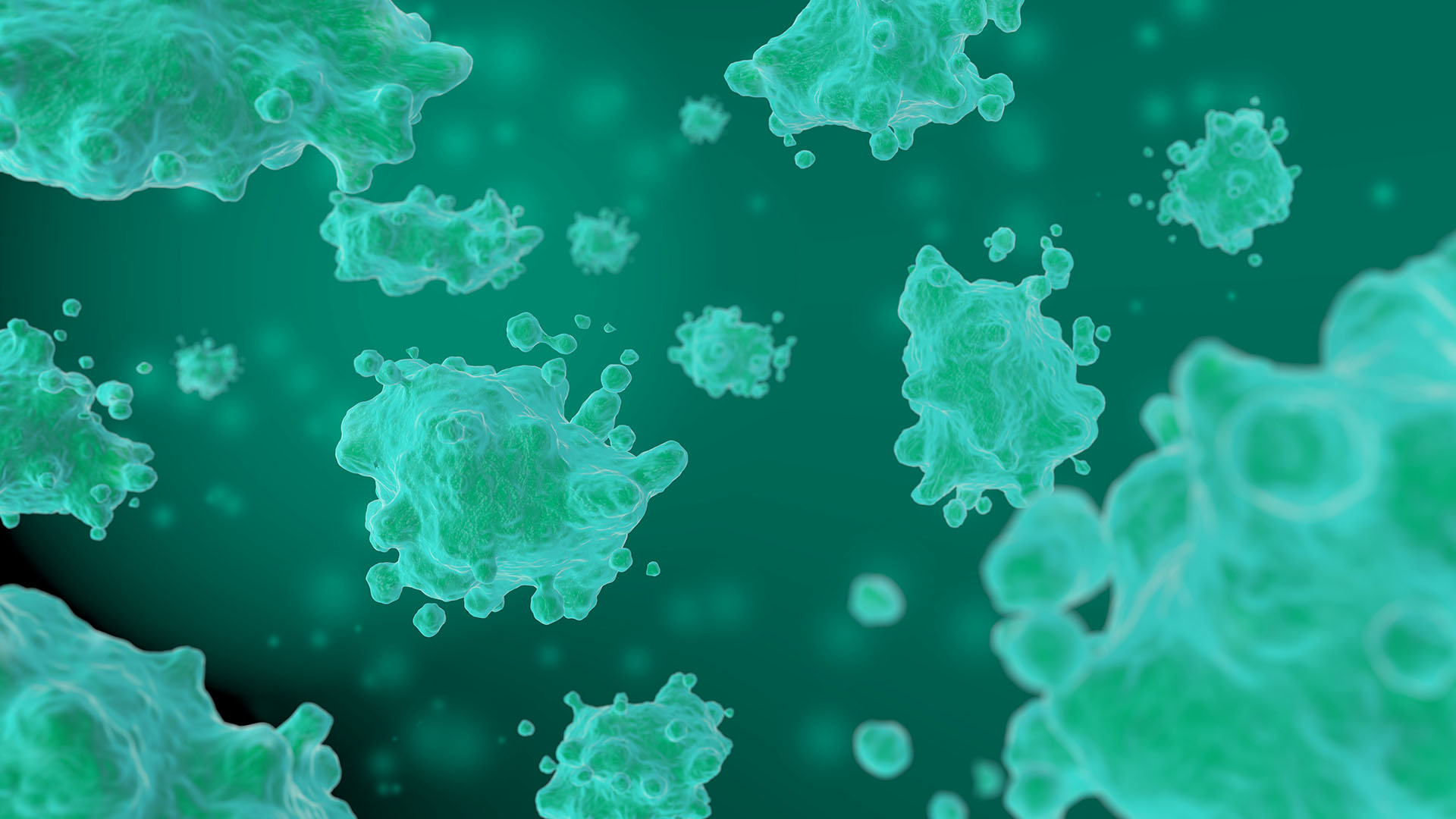 green virus made in 3D, is the cover of the cell therapy section (cell and gene therapy)