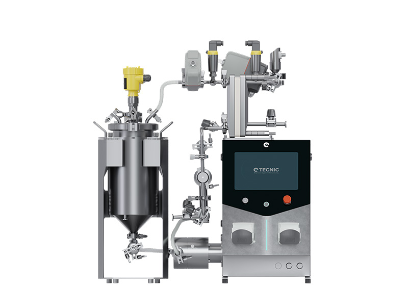 Tecnic's biotechnological equipment known as a tangential flow filtration multi use, together with its control tower, are made of stainless steel.