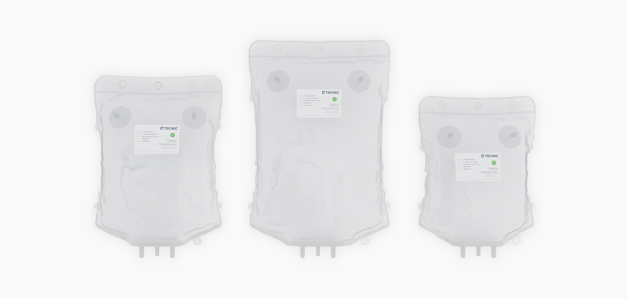 3 alienated filtration bags, the 3 are transparent and the middle one is a little bigger, they have a rectangular shape.